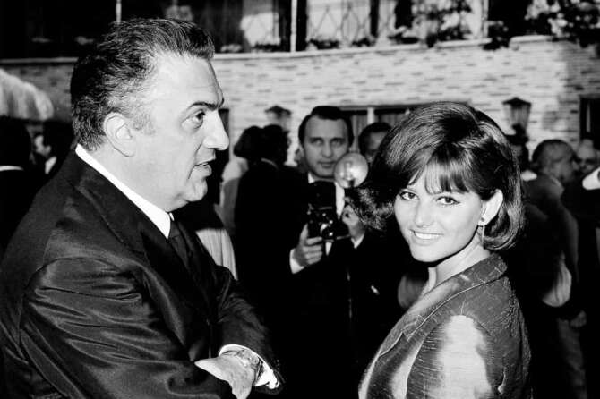 FILE – Italian actress Claudia Cardinale, right, and Italian film director Federico Fellini appear during an Academy Awards ceremony in Rome on May 27, 1964. (AP Photo/Giulio Broglio, File) Associated Press/LaPresse