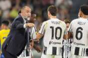 Juventus’s Igor Tudor speaks to his players during the Serie A soccer match between Juventus Fc and Parma at the Juventus Stadium in Turin, north west Italy – August 24, 2025. Sport – Soccer (Photo by Fabio Ferrari/LaPresse)