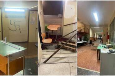 L’assalto al liceo Da Vinci a Genova. Foto da X