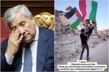 Tajani e il video della bandiera italiana tra le macerie di Gaza: ma il filmato ringrazia le piazze pro-Pal contro il governo