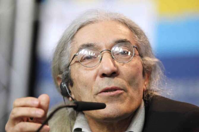 FILE – Boualem Sansal speaks during the 62 edition of International Film Festival Berlinale, in Berlin Thursday, Feb. 9, 2012. (AP Photo/Markus Schreiber, File)