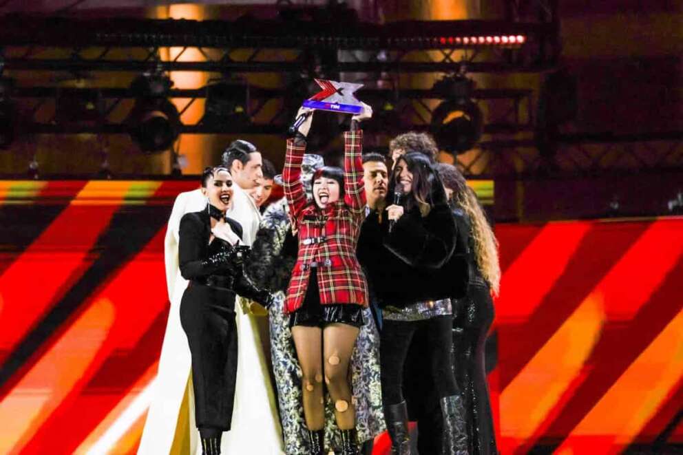 Singer Rob win the X Factor final show in Naples’ Piazza del Plebiscito on December 4, 2025 (Photo by Fabio Sasso/LaPresse)