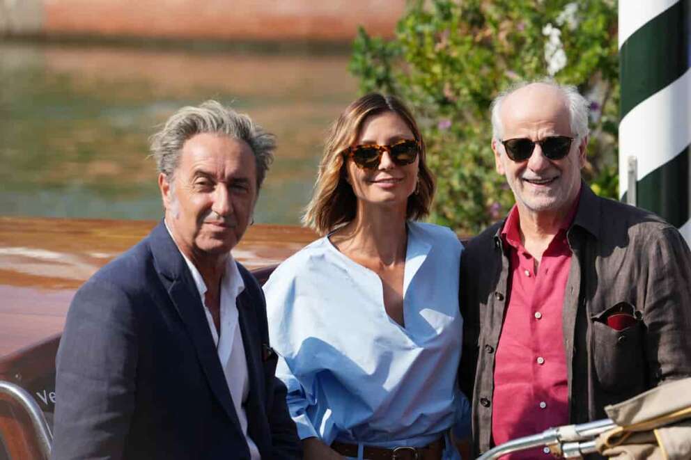 Paolo Sorrentino, Anna Ferzetti, Toni Servillo arrive at the Excelsior Darsena for the 82th International Venice Filmfestival, August 26 2025, Venice, Italy (photo by Gian Mattia D’Alberto/Lapresse)