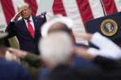 President Donald Trump attenda a ceremony at the Pentagon to commemorate the 24rd anniversary of the 9/11 attacks, Thursday, Sept. 11, 2025, in Washington. (AP Photo/Julia Demaree Nikhinson)