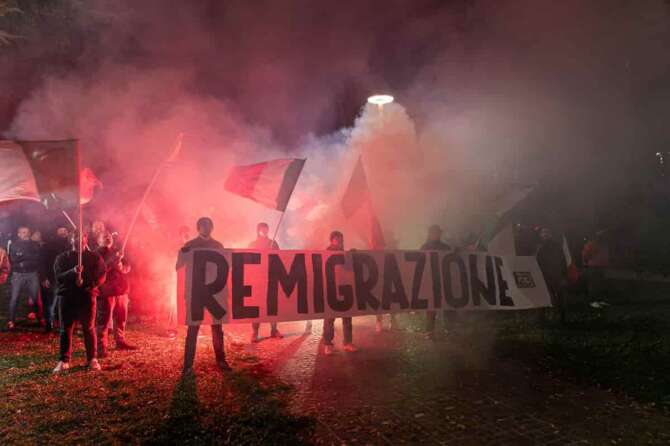 Manifestazione remigrazione di CasaPound a Trento 3 Novembre 2025 Rovereto, Italia Ph.Enrico Pretto/LaPresse Cronaca