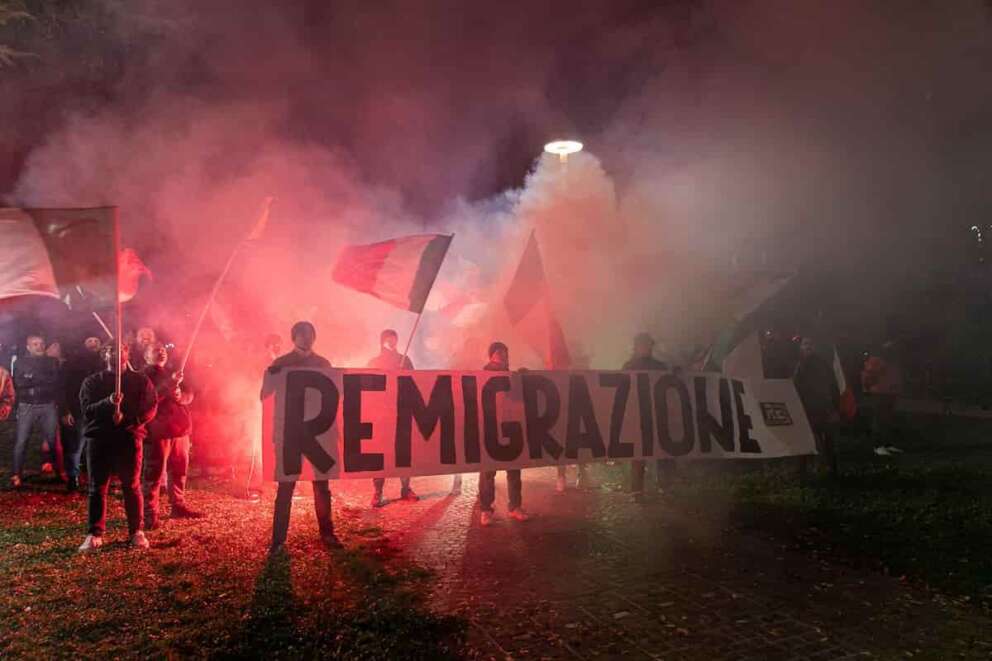 Manifestazione remigrazione di CasaPound a Trento 3 Novembre 2025 Rovereto, Italia Ph.Enrico Pretto/LaPresse Cronaca