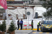 Security stands in front of the sealed off Le Constellation bar, where a devastating fire left dead and injured during the New Year’s celebrations in Crans-Montana, Swiss Alps, Switzerland, Friday morning, Jan. 2, 2026. (AP Photo/ Antonio Calanni) 


Associated Press / LaPresse
Only italy and spain