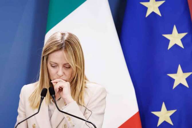 La presidente del Consiglio Giorgia Meloni a Villa Doria Pamphilj in occasione del vertice intergovernativo tra Italia e Germania, Roma, Venerdì 23 Gennaio 2026 (Foto Roberto Monaldo / LaPresse) Premier Giorgia Meloni at Villa Doria Pamphilj during the intergovernmental summit between Italy and Germany, Rome, Friday, January 23, 2026 (Photo by Roberto Monaldo /LaPresse)