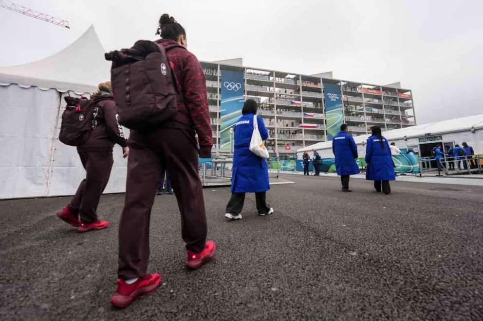 Inaugurazione del Murale della Tregua Olimpica di Milano Cortina 2026 presso il Villaggio Olimpico – Cronaca – Milano 02/02/2026 (foto Claudio Furlan/ LaPresse) Inauguration of the Milan Cortina 2026 Olympic Truce Mural at the Olympic Village – News – Milan 02/02/2026 (photo by Claudio Furlan/ LaPresse)
