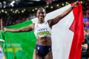 Zaynab Dosso, of Italy, poses for a photo after winning the gold medal in the women’s 60 meters final at the World Athletics Indoor Championships in Torun, Poland, Saturday, March 21, 2026. (AP Photo/Petr David Josek) Associated Press / LaPresse Only italy and spain