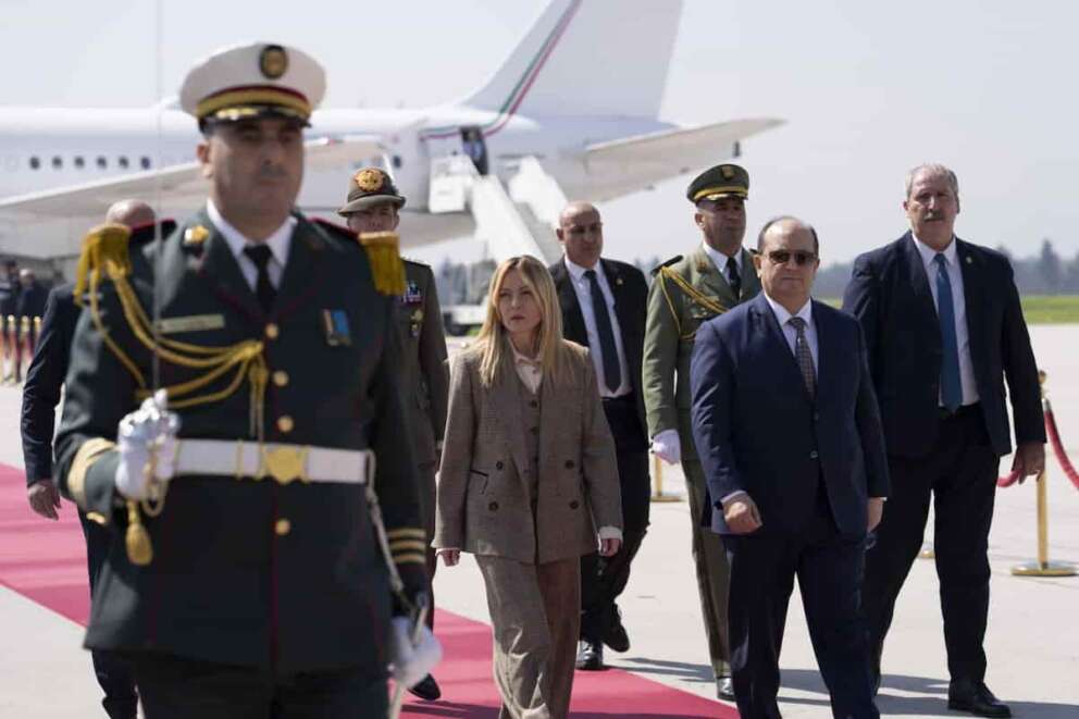 Il Presidente del Consiglio Giorgia Meloni incontra il Presidente dell’Algeria Abdelmadjid Tebboune ad Algeri, Tunisia 25 marzo 2026 DISTRIBUTION FREE OF CHARGE – NOT FOR SALE – Obbligatorio citare la fonte LaPresse/Palazzo Chigi/Filippo Attili