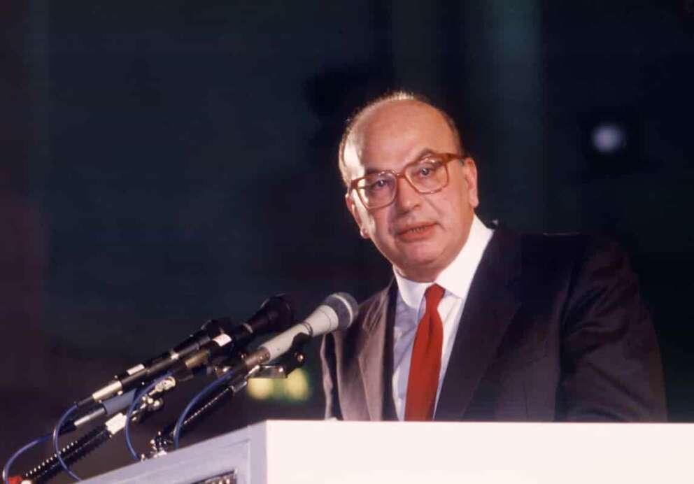 ©LaPresse Archivio storico Politica Anni 90 Bettino Craxi Nella foto: il leader socialista Bettino Craxi B 3122