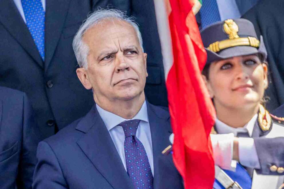 Il Ministro dell’Interno Matteo Piantedosi in occasione del 174.mo anniversario della fondazione della Polizia di Stato (photo by Mauro Scrobogna / LaPresse)