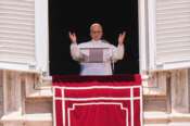 Pope Leo XIV delivers his blessing as he recites the Regina Coeli noon prayer from the window of his studio overlooking St. Peter’s Square, at the Vatican, Sunday, May 17, 2026. (AP Photo/Andrew Medichini) Associate Press/ LaPresse Only Italy and Spain