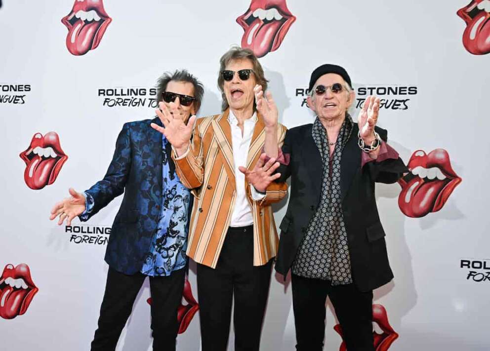 Ronnie Wood, left, Mick Jagger, and Keith Richards attend The Rolling Stones’ “Foreign Tongues” album launch event on Tuesday, May 5, 2026, in New York. (Photo by Evan Agostini/Invision/AP)